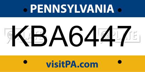 KBA6447 Pennsylvania License Plate