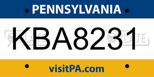 KBA8231 Pennsylvania License Plate