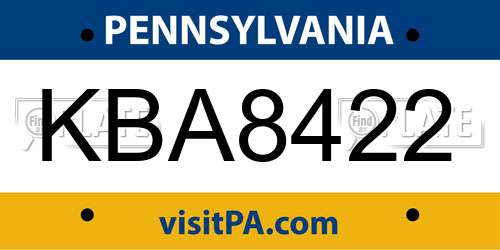 KBA8422 Pennsylvania License Plate