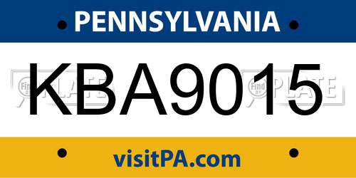 KBA9015 Pennsylvania License Plate