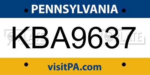 KBA9637 Pennsylvania License Plate