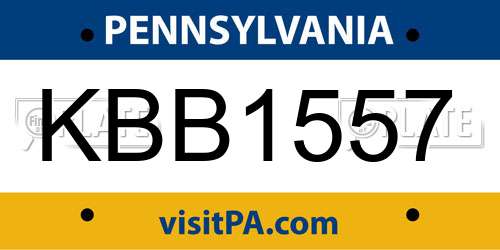 KBB1557 Pennsylvania License Plate