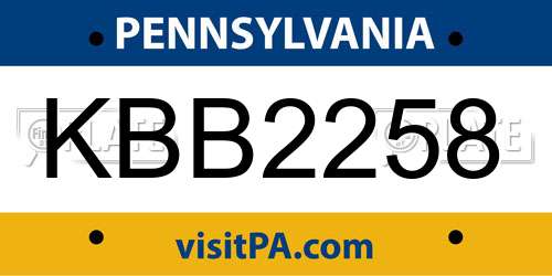 KBB2258 Pennsylvania License Plate