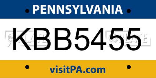 KBB5455 Pennsylvania License Plate