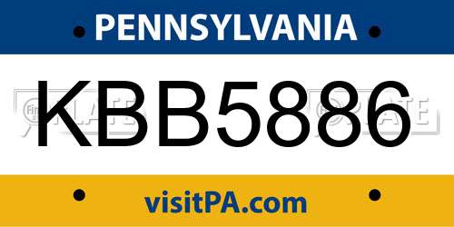 KBB5886 Pennsylvania License Plate