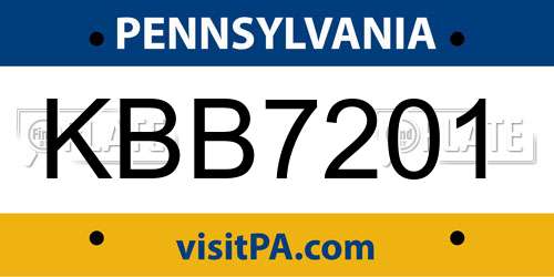 KBB7201 Pennsylvania License Plate