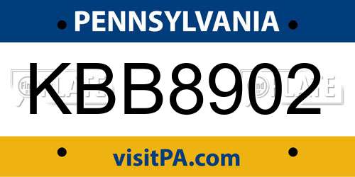 KBB8902 Pennsylvania License Plate