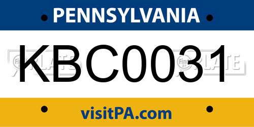 KBC0031 Pennsylvania License Plate