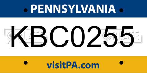 KBC0255 Pennsylvania License Plate