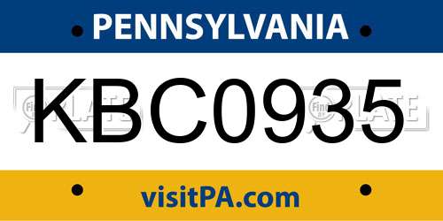 KBC0935 Pennsylvania License Plate