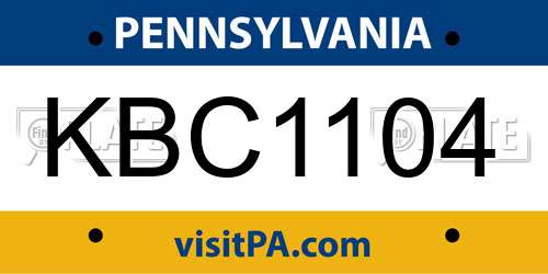 KBC1104 Pennsylvania License Plate