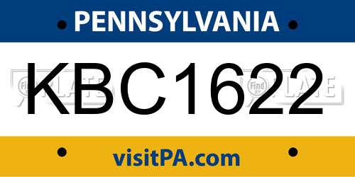 KBC1622 Pennsylvania License Plate