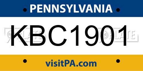KBC1901 Pennsylvania License Plate
