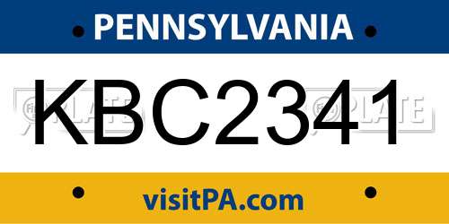 KBC2341 Pennsylvania License Plate
