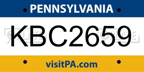 KBC2659 Pennsylvania License Plate