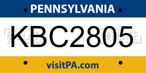 KBC2805 Pennsylvania License Plate