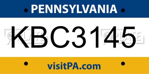 KBC3145 Pennsylvania License Plate