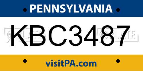 KBC3487 Pennsylvania License Plate