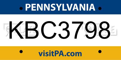 KBC3798 Pennsylvania License Plate