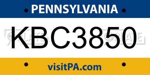 KBC3850 Pennsylvania License Plate