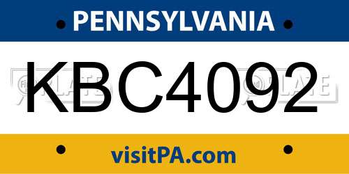 KBC4092 Pennsylvania License Plate
