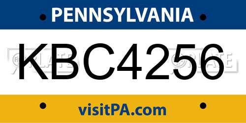 KBC4256 Pennsylvania License Plate