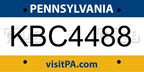 KBC4488 Pennsylvania License Plate