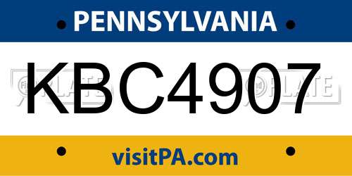 KBC4907 Pennsylvania License Plate