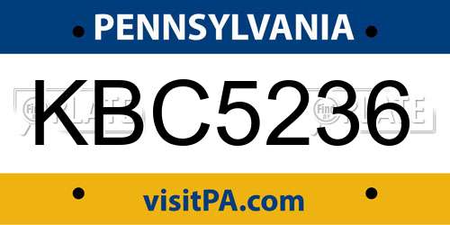 KBC5236 Pennsylvania License Plate