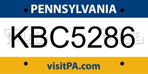 KBC5286 Pennsylvania License Plate