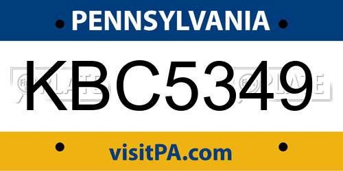 KBC5349 Pennsylvania License Plate