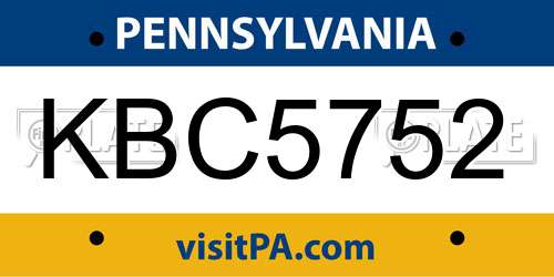 KBC5752 Pennsylvania License Plate