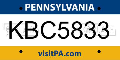 KBC5833 Pennsylvania License Plate
