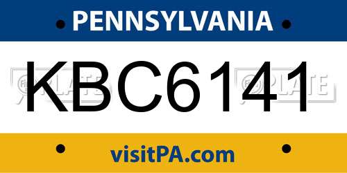 KBC6141 Pennsylvania License Plate