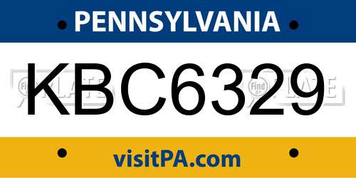 KBC6329 Pennsylvania License Plate