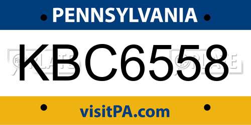 KBC6558 Pennsylvania License Plate