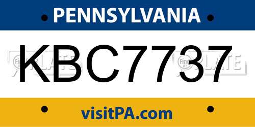 KBC7737 Pennsylvania License Plate