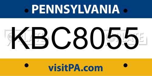 KBC8055 Pennsylvania License Plate