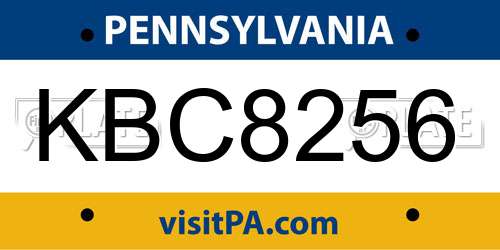 KBC8256 Pennsylvania License Plate