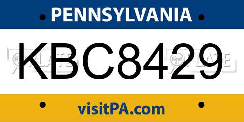 KBC8429 Pennsylvania License Plate