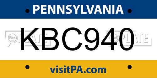 KBC940 Pennsylvania License Plate