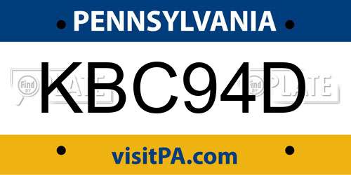 KBC94D Pennsylvania License Plate