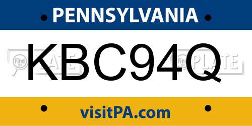 KBC94Q Pennsylvania License Plate