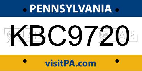 KBC9720 Pennsylvania License Plate