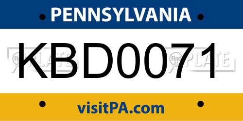 KBD0071 Pennsylvania License Plate