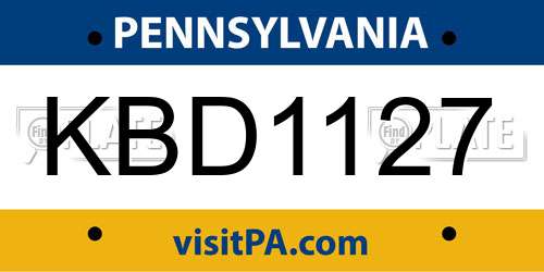 KBD1127 Pennsylvania License Plate