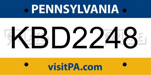 KBD2248 Pennsylvania License Plate