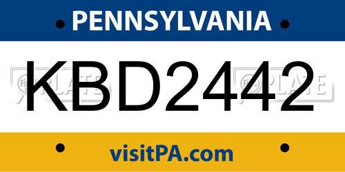 KBD2442 Pennsylvania License Plate