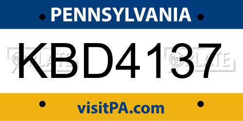 KBD4137 Pennsylvania License Plate