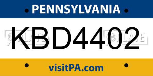 KBD4402 Pennsylvania License Plate